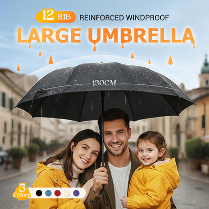 ☔✨56 % RABAT! 🌧️💨 Vindtæt paraply med 12 ribber – stor dækning, kompakt sammenfoldning og holdbar ramme til kraftig regn og vind. Over 13.847 tørre dage garanteret!✨