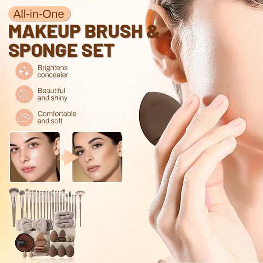 📢📢 50 % rabat! ⏰ Alt-i-ét-sæt med makeupbørster og -svampe