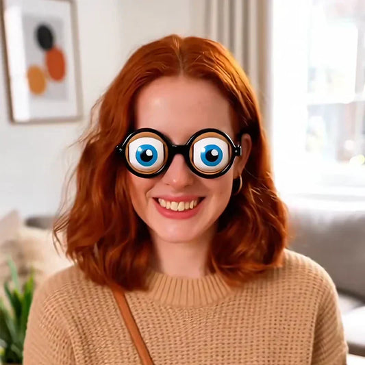 👓Sjove briller – blinkende øjne med snor, sjove, underholdende, festgave 🎉