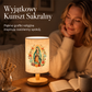 🌙 Bordlampe i træ med Jomfru Maria-motiv
