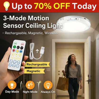 🔥Op til 50 % rabat i dag💡Loftslampe med bevægelsessensor og 3 lysindstillinger – genopladelig, magnetisk, trådløs