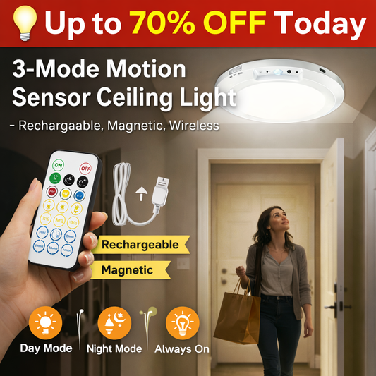🔥Op til 50 % rabat i dag💡Loftslampe med bevægelsessensor og 3 lysindstillinger – genopladelig, magnetisk, trådløs
