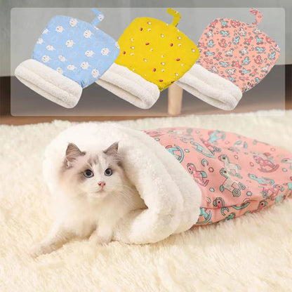 ⏳ 50 % RABAT! 🐱 Varm plys-sovepose til katte – blødt, hyggeligt og selvopvarmende kattebed 💤