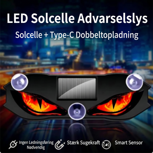 Solcelledrevet LED-advarselslampe til biler
