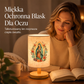 🌙 Bordlampe i træ med Jomfru Maria-motiv