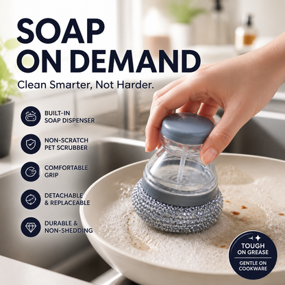 🧼 50 % RABAT! Ridsefri grydebørste med sæbedispenser