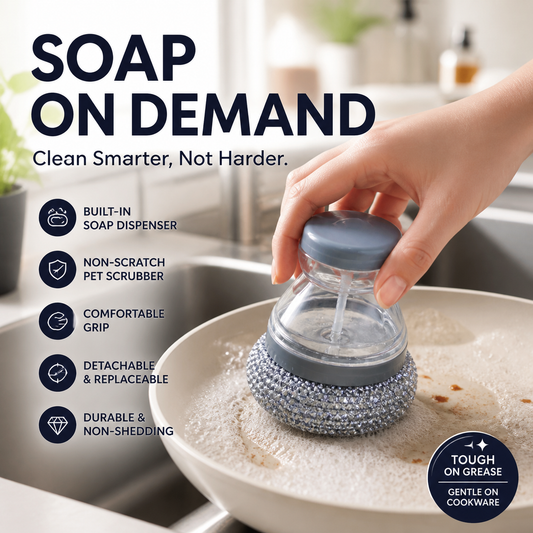 🧼 50 % RABAT! Ridsefri grydebørste med sæbedispenser