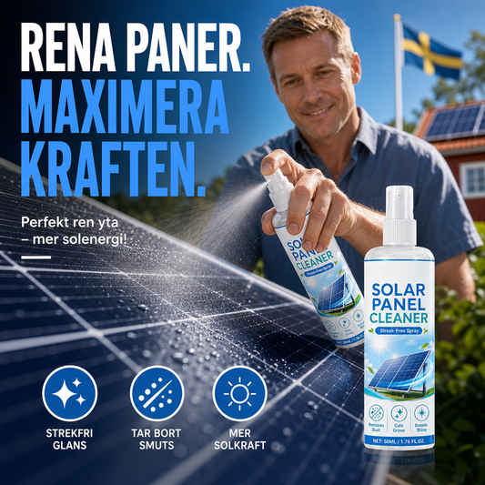 🛒 50 % RABAT NU! ☀️ Avanceret rengøringsspray til solcellepaneler – Effektiv fjernelse af snavs og bedre energiudbytte – Brugervenligt produkt til udendørs brug 💧