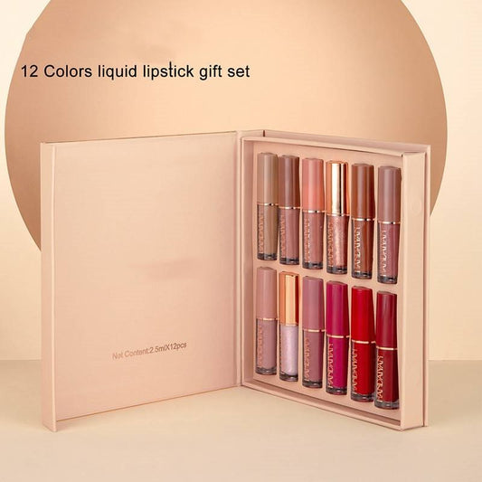 Set de regalo de 12 colores de lápiz labial líquido