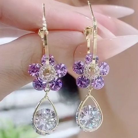 Pendientes de cristal con gota de flor