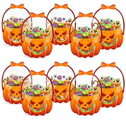 ❄️Summerfresh 50 % RABAT!🍬20-pak med græskar-halloween-godteposer – gennemsigtige festposer med håndtag, der kan lukkes igen