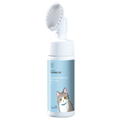 Espuma limpiadora para mentón de mascotas sin enjuague con cepillo de silicona