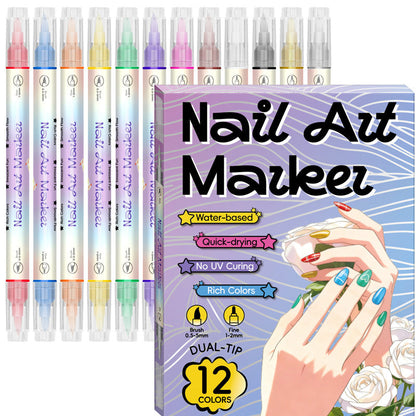🥳2026 TOPTILBUD🥳💞Over 50.000 solgt!✨🎨 50 % RABAT! Neglelakpenne med to spidser – hurtigtørrende, ingen UV-lampe. Fin spids og penselspids. 12/24 levende farver. Nemt at lave selv derhjemme. Ingen udtværinger, bare kunst! 💅🖌️