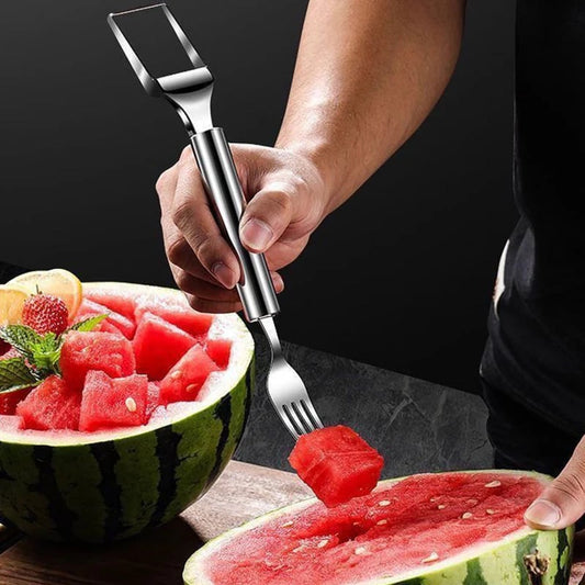 💥OFERTA ESPECIAL: 2 por el precio de 1🔥🍉 Prepara la fruta sin esfuerzo✨ Cortador y tenedor de fruta 2 en 1: ¡para servir la fruta de forma rápida y fácil! 🍓