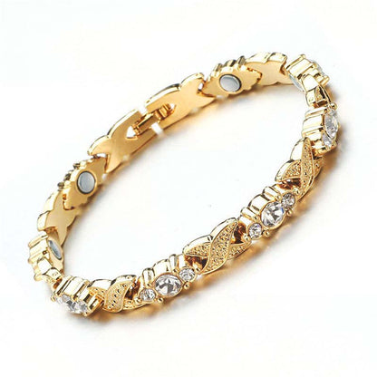 💎 BEGRÆNSET TILBUD: 50 % RABAT! ✨ Modigt magnetarmbånd – med rhinsten, guld/sølv, wellness ✨