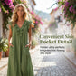👗 50 % RABAT NU! 🌸 Afslappet, ærmeløs kjole med V-udskæring og flæser til kvinder – Let og luftigt – Perfekt til sommerdage, stranden eller brunch – charmerende og nem at have på 💃