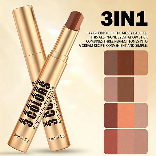 💄 50 % RABAT I BEGRÆNSET PERIODE! 💥 3-i-1 øjenskygge-stift med farveovergang – én strøg, vandfast, buet spids ✨