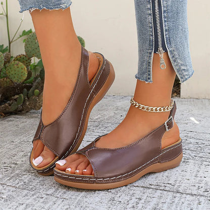 Vintage-sandaler med åben tå til kvinder – komfortable