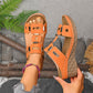 Retro-sandaler med hul kilehæl til kvinder