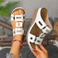 Retro-sandaler med hul kilehæl til kvinder