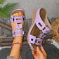 Retro-sandaler med hul kilehæl til kvinder