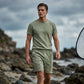 Sæt med letvægts-T-shirt og shorts til mænd i afslappet stil