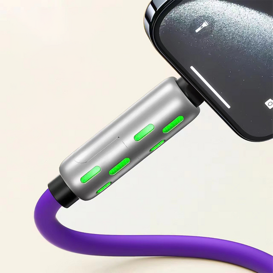 🔌4-i-1 RGB-lysende hurtigopladerkabel, universelt opladerkabel til flere enheder til rejser🌍