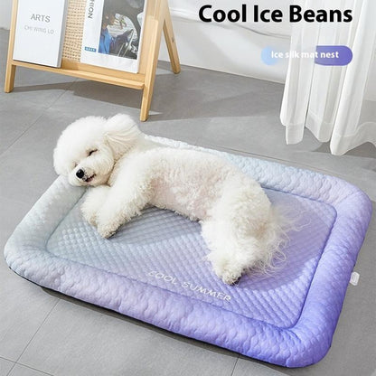 🔥LAST DAY !!❄Pawchill™🇬🇧Pet Cooling Mat for Dogs & Cats 🐾  Naturally Cool Ice-Silk Pad • Breathable, Washable & Soft 🌿  For Floors, Sofas & Car Travel • Multiple Sizes • Gradient Colours ☀️🐶🐱