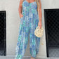 Populær løs jumpsuit med patchwork-mønster