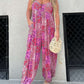 Populær løs jumpsuit med patchwork-mønster