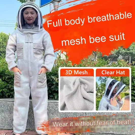 🐝 50% RABATT – Helkropps bivernedrakt i pustende mesh – 3D støtteramme – klart sikt – glidelås & lommer – for trygg birøkt og hagebruk