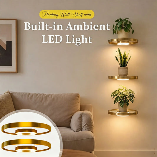 🪴 BEGRÆNSET TID: 50 % RABAT! ✨ Hængende hylde med indbygget LED-lys – elegant, trådløs, dekorativ ✨