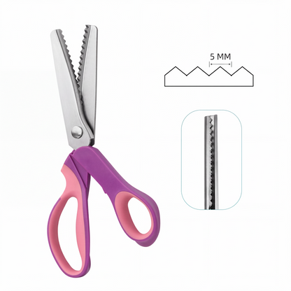 Pinksaks i Hærdet Rustfrit Stål – Mikro-tandet Klinge – Glider Gennem Denim, Silke, Læder & Mere – Ergonomisk Håndtag – Til Søm, Quilting & Håndværk ✂️🧵✨