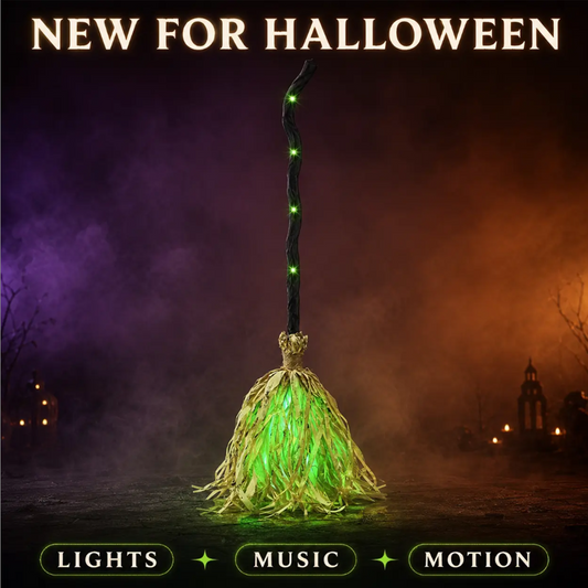 🧹 Kedelig Halloween-dekoration? Denne heksekost flyver virkelig – elektrisk og uhyggelig!