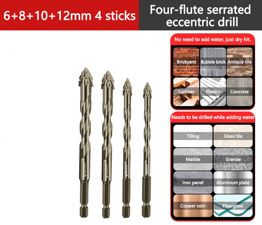 🔧 50 % RABAT NU! Ekscentrisk firfløjet bor til keramik, glas, marmor og metal – HSS-stål, alsidigt og holdbart – perfekt til gevindskæring i hårde materialer 🛠️💎
