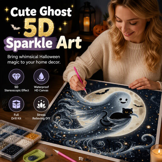 Halloween-sæt til DIY-diamantkunst med søde spøgelser