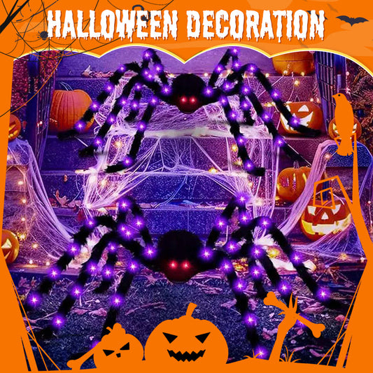 Håret edderkop med stort spind – Halloween-udendørsdekoration