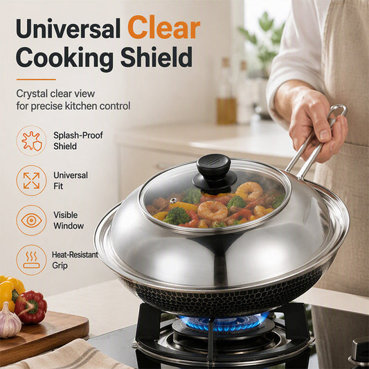 Stainless Steel Splash-Proof Pot Lid with Glass Window