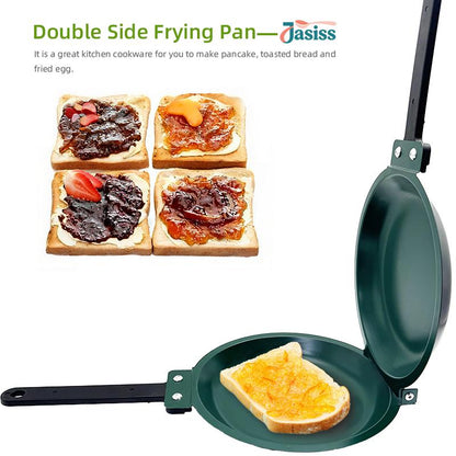 🔥50 % RABAT NU! Non-stick stegepande til dobbelt brug med to sider – vendbar stegepande til komfur til pandekager, ristet brød, bøffer og vaffelrør, nem at vende non-stick køkkenplade
