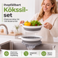 🥗 3-delt sammenklappeligt dørslagssæt med afdrypningsunderlag – pladsbesparende køkkendørslag til frugt, pasta og grøntsager
