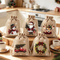🎁2026 New Arrivals 50% OFF💥Christmas Drawstring Gift Bags – Rustic Burlap X‑mas Sack Pouches, Santa Snowman Reindeer Print, Reusable Holiday Candy Treat Bags for Gift Wrapping & Party Favors