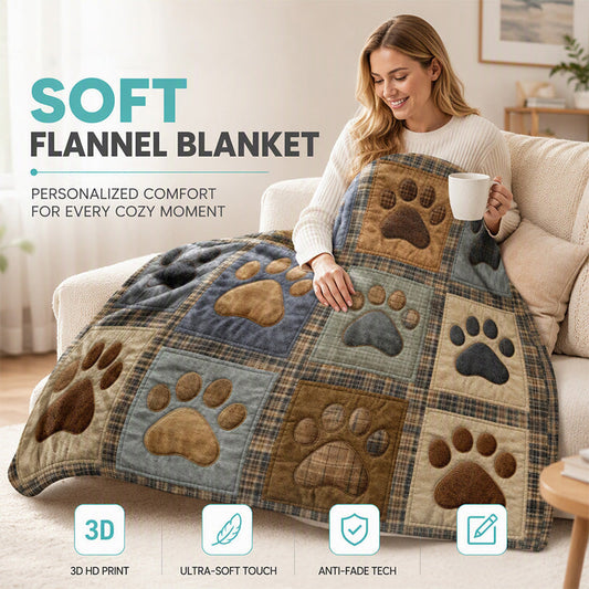🐾 50 % RABAT! 🧸 Sødt, blødt flaneltæppe med poteaftryk — hyggelig komfort til kølige dage ✨
