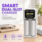 Intelligent LCD-batterioplader med to stik
