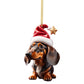 Julepynt til bilen med en sjov dachshund