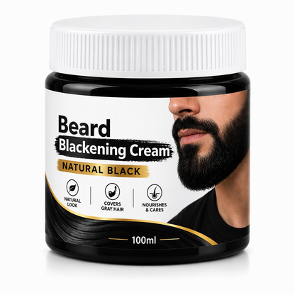 🧔50% OFF NOW! Men's Natural Black Beard Dye Cream – Gentle Charcoal Beard Blackening Cream, Gray Beard Coverage, Nourishing Formula with Application Brush for Home Use