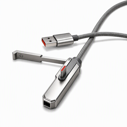 2-i-1 sammenklappeligt stativ, 240 W hurtigopladning, flettet Type-C-kabel